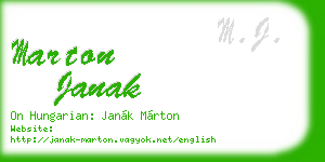 marton janak business card