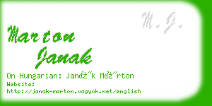 marton janak business card